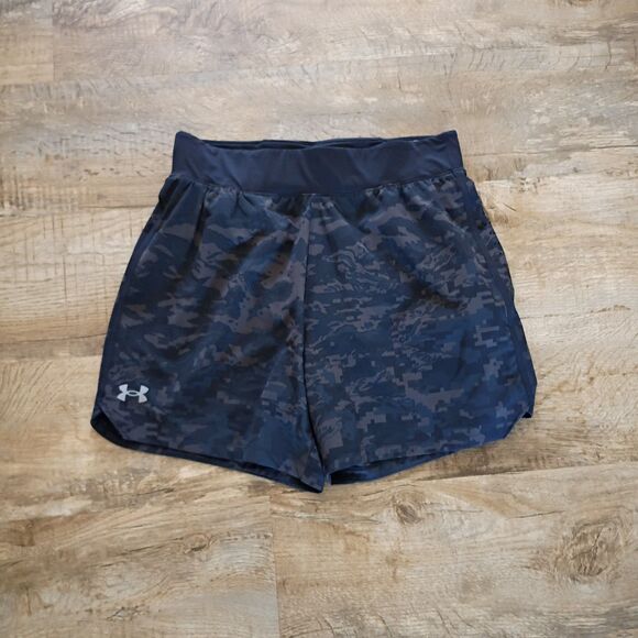 Under Armour Speedpocket Shorts Mens L 7" Launch Elite Camouflauge $50 NEW - Picture 1 of 7